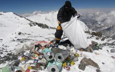 Sherpa cleans up Everest. 